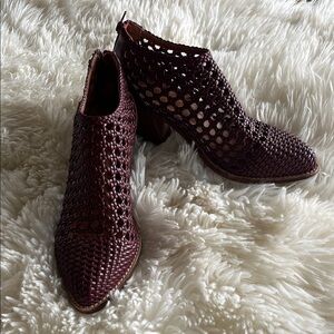 Jeffrey Campbell Maroon Woven Heeled Boots